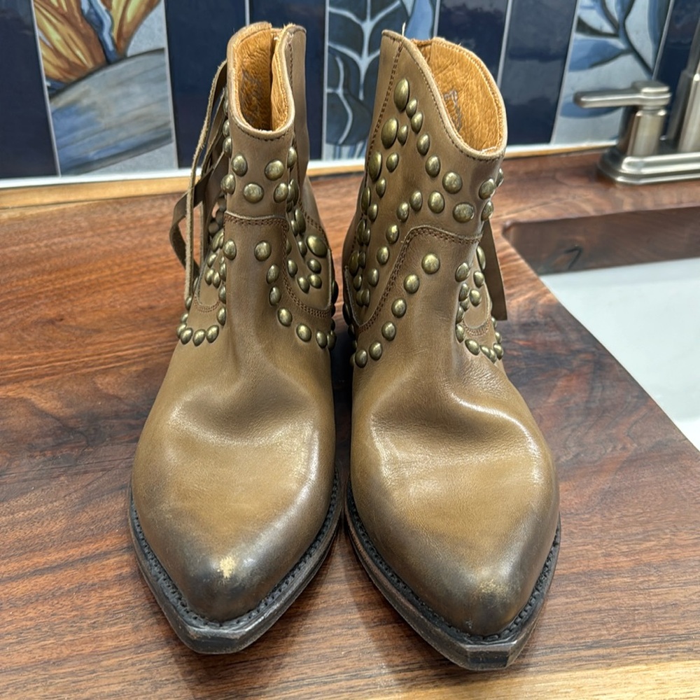 Leather fringe boots
